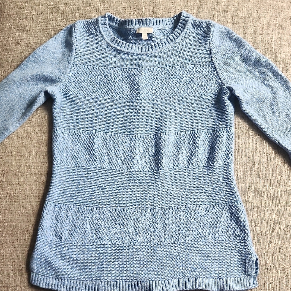 TALBOTS PETITE SMALL BLUE COTTON SWEATER